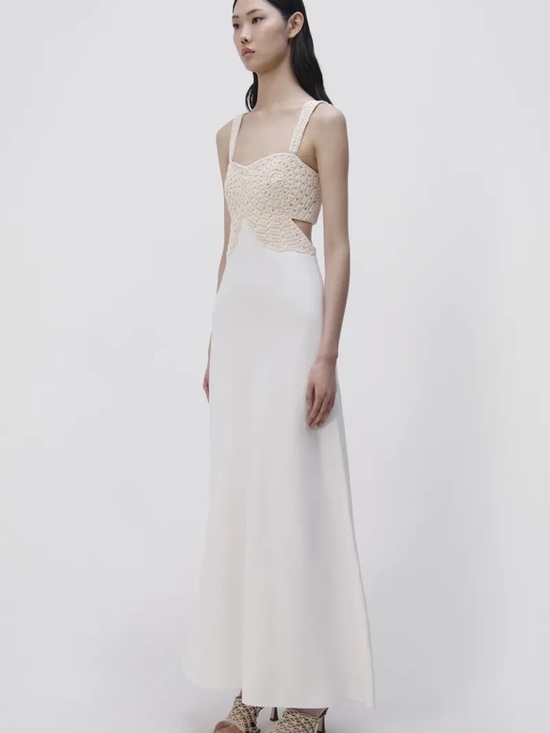 Jonathan Simkhai Ivory Crochet Bodice Slip - Picture 3 of 13